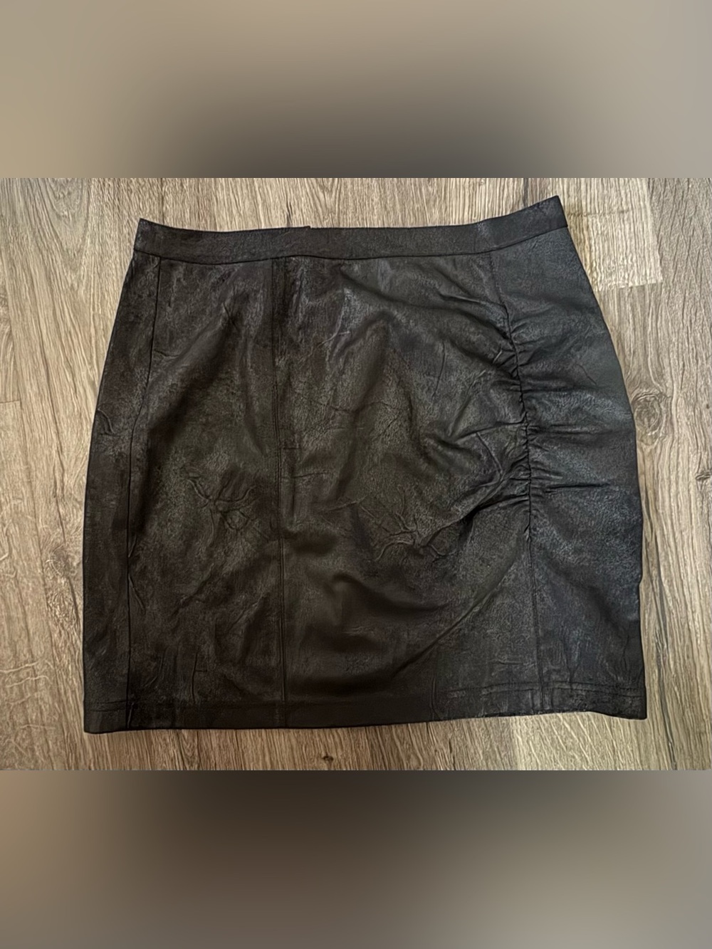 Free People Black Faux Suede Leather Mini Skirt